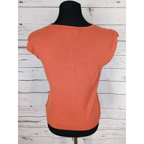 Kasper Womens Sleeveless Knit Top With Crochet‎ Detail In Coral Size L - Picture 3 of 6
